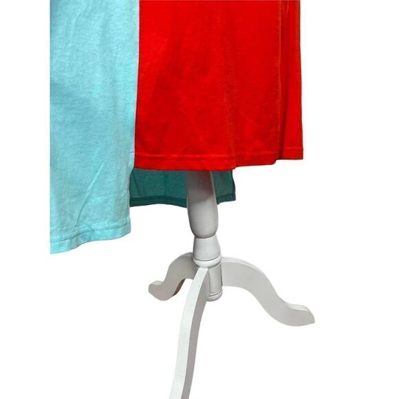 momo New York Shirt Dress Maxi Color Block Red Blue Asymmetrical Hem OS - Picture 7 of 13